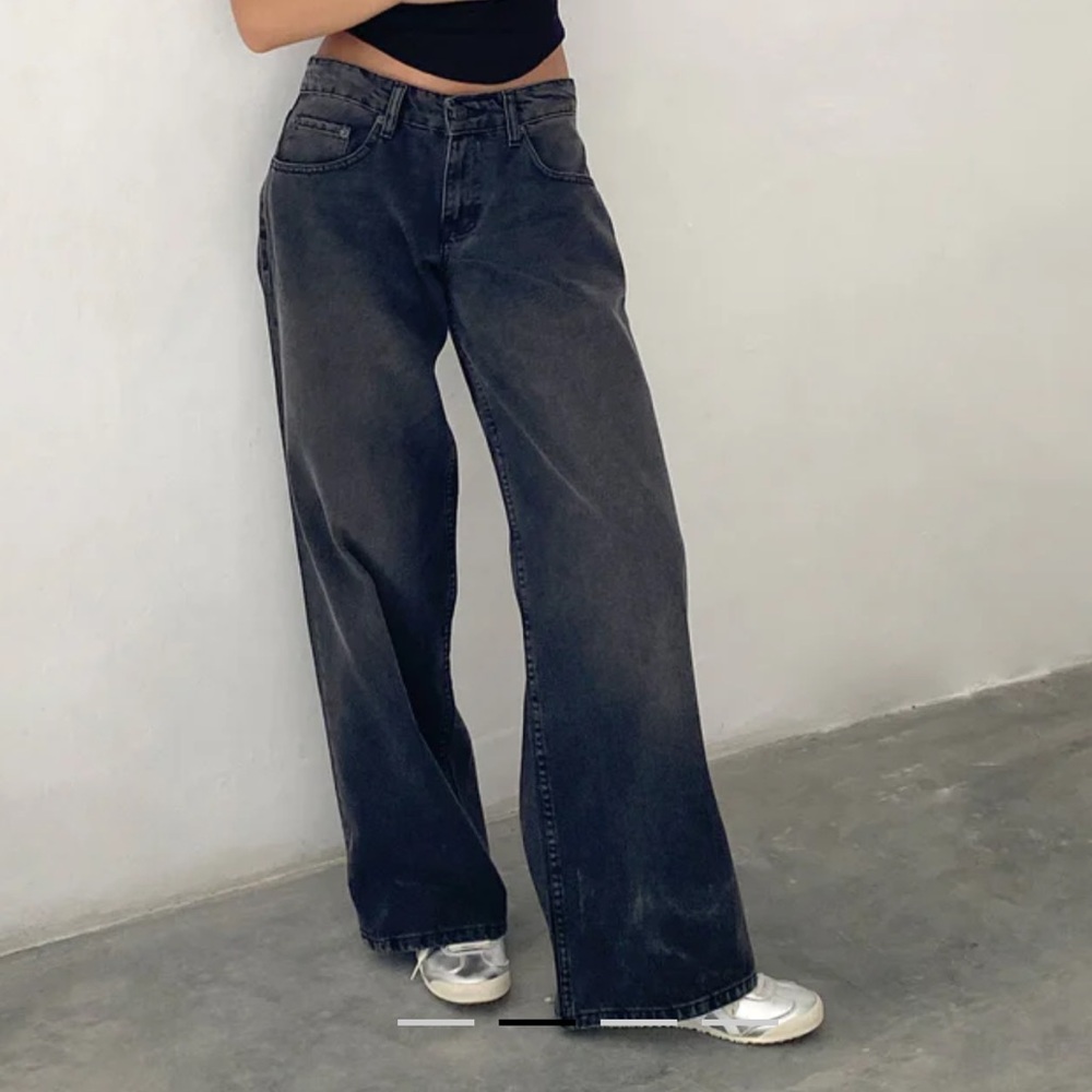 Motel Rocks wide low rise jeans Black/Grey Washed